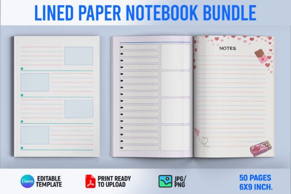 50 Lined Paper Notebook Bundle