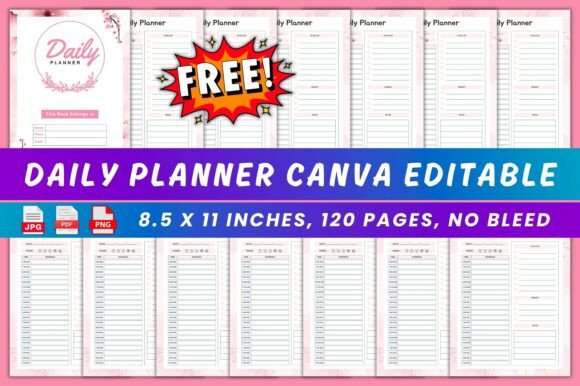 ✨ Daily Planner Canva Editable: Stay Focused and Productive Every Day
