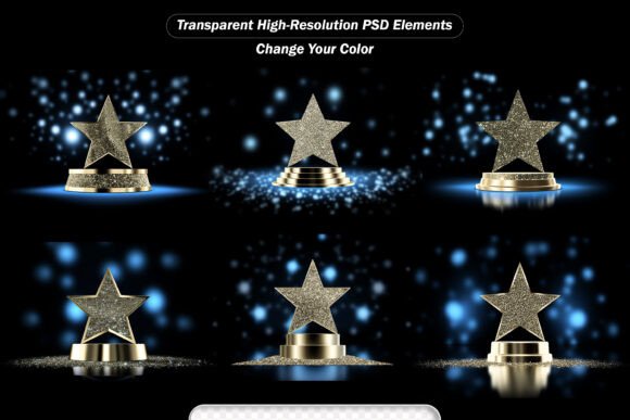 Golden Three Step Podiums with Star Glow