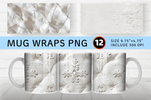 Luxury White Mug Wrap Sublimation Design