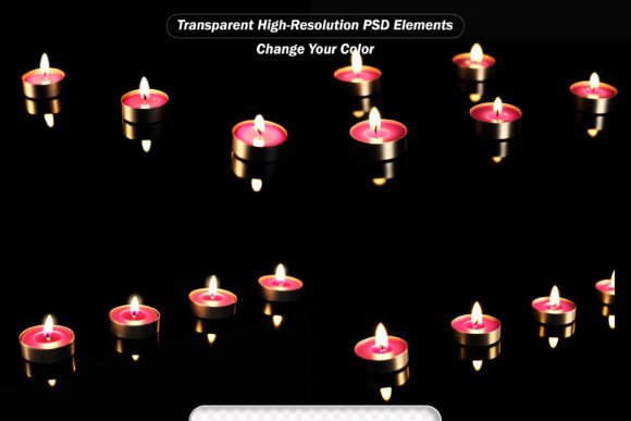 PSD Lighted Candles with Orange Flame: Bring Your Designs to Life